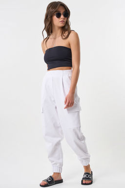 Брюки карго из плотного хлопка под деним белые