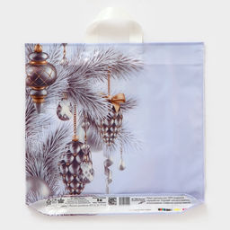 Цена за 50 шт. Пакет подарочный новогодний «Серебряное сияние», полиэтиленовый с петлевой ручкой, 42×44 см
