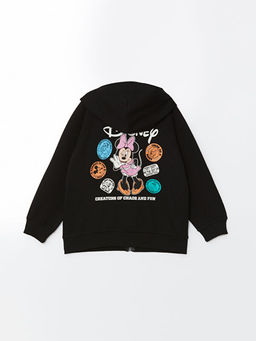 Kap??onlu Uzun Kollu Minnie Mouse Bask?l? K?z ?ocuk Fermuarl? Sweatshirt - Waikiki фото 2