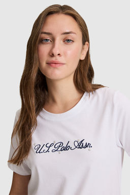 Kad_n Beyaz Bisiklet Yaka Ti__rt - U.s. polo assn фото 2