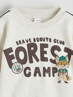 Bask?l? Erkek ?ocuk Kal?n Sweatshirt