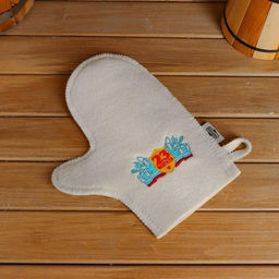 Рукавица для бани с вышивкой 23 февраля, первый сорт