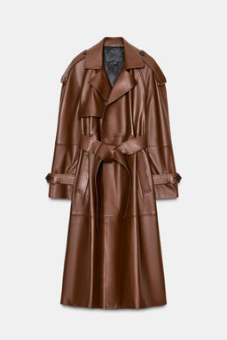 100% LEATHER LONG TRENCH COAT ZW COLLECTION LIMITED EDITION