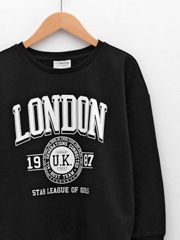 Bisiklet Yaka Bask?l? Uzun Kollu K?z ?ocuk Sweatshirt - Waikiki фото 3