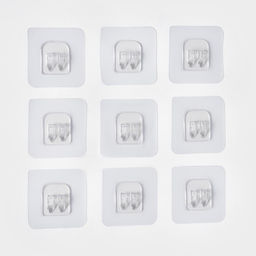 Цена за 3 шт. Крючки для полок самоклеящиеся, 5.6×5.6 см, 10 шт., прозрачная основа