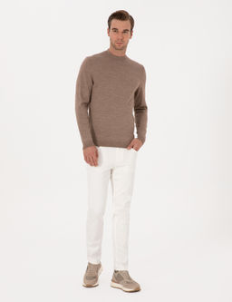 Beyaz Slim Fit Pamuk Liyosel Kar___ml_ Jean Pantolon