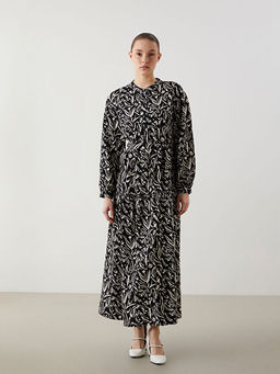 Hakim Yaka Desenli Elbise