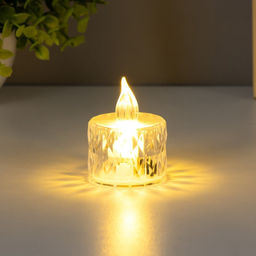 Цена за 3 шт. Светодиодная свеча, ночник LED RISALUX «Малютка», от батареек, прозрачный, 3×LR41, 3.5×3.5×5 см