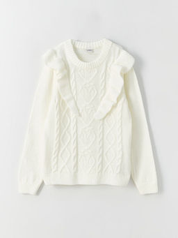 Bisiklet Yaka Uzun Kollu K?z ?ocuk Triko Kazak