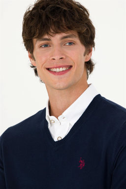 U. S. Polo Assn Мужской темно-синий базовый свитер - U.s.polo assn фото 3