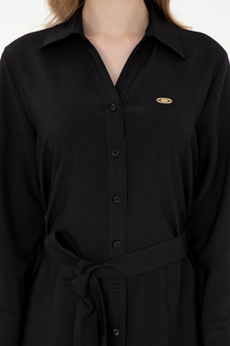 Женщина черное тканое платье Неожиданная скидка в корзине - U.s. polo assn фото 10