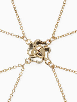 Кулоны парные на цепочке «Неразлучники. 4 сердца», L=55 см, набор 2 шт. на магните, цвет золото