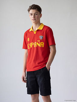 Polo Yaka ?spanya Bask?l? Erkek ?ocuk Ti??rt