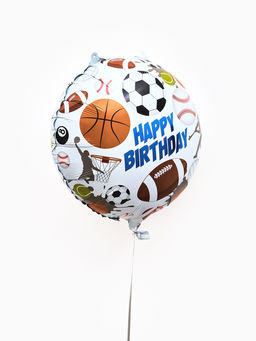 Воздушные шары фольгированные 17" круг "С днем рождения, спорт" набор 5 штук