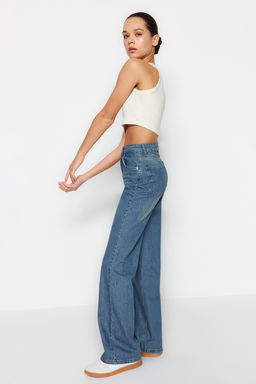 TRENDYOLMILLA Mavi More Sustainable Yuksek Bel Wide Leg Jeans TWOSS24JE00020  фото 2