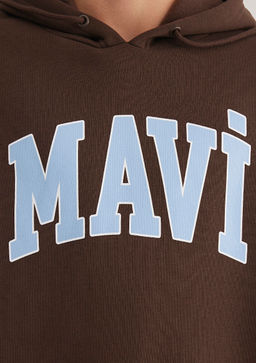 Mavi Logo Bask?l? Kapusonlu Kahverengi Sweatshirt  фото 9