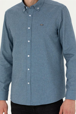 Мужская голубая рубашка с длинным рукавом - U.s. polo assn фото 4