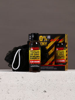 Подарочный набор 100% мужик, гель для душа и мочалка для тела, 100 мл, Чистое счастье