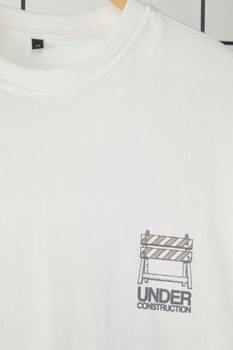 TRENDYOL MAN Ekru Oversize/Genis Kesim %100 Pamuklu Bask?l? T-Shirt TMNSS25TS00114 - Trendyolmilla фото 5