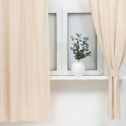 Шторы для кухни Этель ECO, цвет молочный, 130±6×180 см - 2 шт., подхваты - 2 шт.