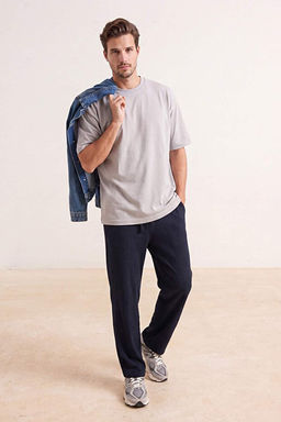 Lacivert Straight Fit Dokulu E_ofman Alt_ TMNSS26EA00002
