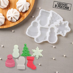 Форма для леденцов Новогодние леденцы, силикон, 6 ячеек, 15?13 см, прозрачная