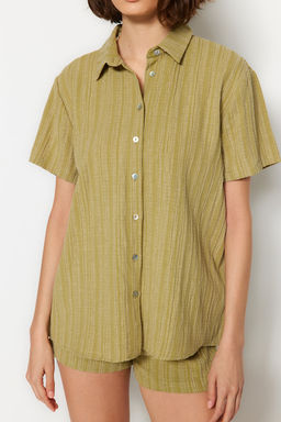 Ekru Dokuma Plaj Gomlek-Sort Tak?m TBESS23AU00054 - Trendyolmilla фото 13