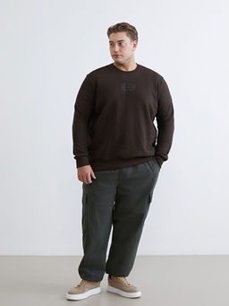 Bisiklet Yaka Bask?l? Erkek Sweatshirt