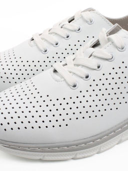 03-YE547-1 WHITE Полуботинки летние спортивные женские (натуральная кожа)
