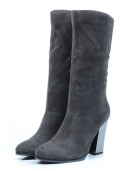 YF189-012M DARK GREY Полусапоги зимние женские (натуральная замша, натуральный мех (еврозима))