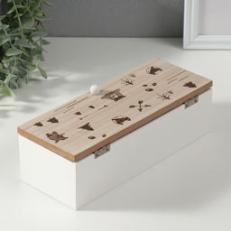 Шкатулка для чая с делениями «Лесные звери», дерево, 23×9×8.3 см