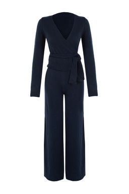 Petrol Crop Genis Kal?p Kruvaze Baglama Detayl? Triko Alt-Ust Tak?m TWOAW24AU00016 - Trendyolmilla фото 6