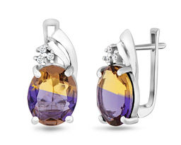 Серьги, аметрин выращ., Манон