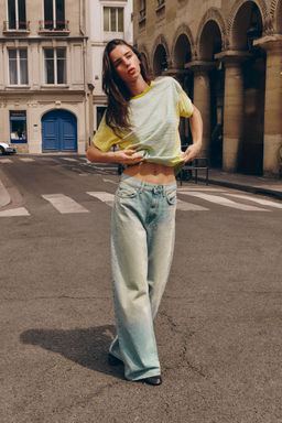 JEANS TRF EXTRA WIDE LEG TIRO ALTO / Azul claro