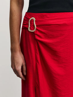 Юбка миди с разрезом и пряжкой из вискозы / Zarina  фото 6