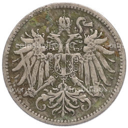 Монета 10 геллеров 1895 года Австрия