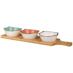 НАБОР САЛАТНИКОВ НА ДЕРЕВ. ПОДСТАВКЕ BRONCO NATURE 4 ПРЕДМЕТА  фото 2