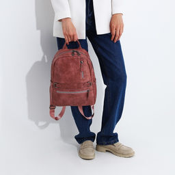 Рюкзак женский из искусственной кожи на молнии, 2 кармана, цвет розовый - Simaland фото 5