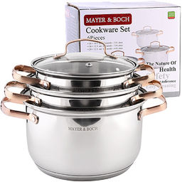 40457 Набор кастрюль 2л+2,8л+3,8л нерж/ст с зол.ручками MB(х4) - Mayer&boch фото 4
