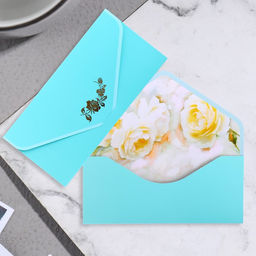 Конверт для денег «Поздравительный» бирюзовый, 19×9 см