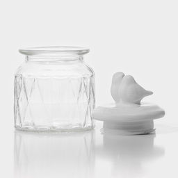 Банка для сыпучих Доляна Голубки, 500 мл, 11?17 см, с керамической крышкой, стекло, прозрачная