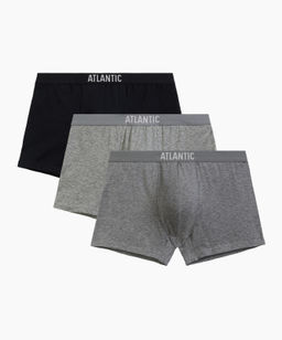 ATLANTIC 3BMH-011 Трусы шорты Basic - набор 3 шт. черный + серый меланж + темно-серый меланж
