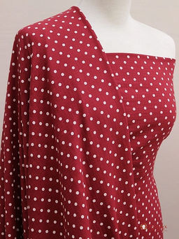 Муслин двухслойный с эф.жатости Горох на бордово-красном, ш.1.4м, хлопок-100%, 120гр/м.кв - Купава фото 5