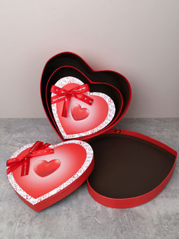 Коробка подарочная 3 штуки Сердце набор красная / 2218-175 /уп 36/ - ГалеонТрейд фото 6