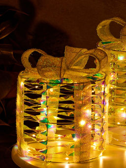 Фигура световая «Подарки цилиндр серые», 25×20×15 см, 90 LED, батарейки ААх8 (не в компл.), свечение тёплое белое