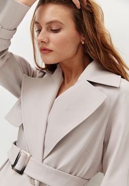 Двубортный тренч миди с поясом в тон - TO BE ONE фото 4