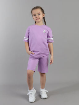 CRB wear / CSKG 90286-45-432 Комплект для девочки (футболка, шорты),сиреневый/Ex.Cherubino