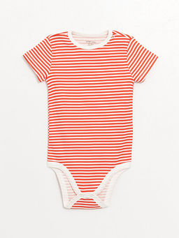 Bisiklet Yaka K?sa Kollu ?izgili Erkek Bebek ??t??tl? Body