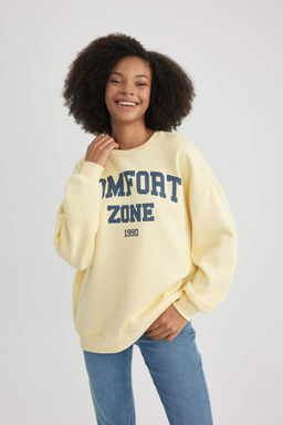 Толстый свитшот оверсайз с круглым вырезом - Defacto фото 7