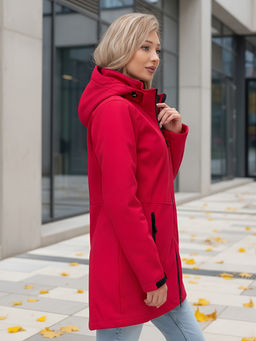 Парка спортивная женская с капюшоном softshell красного цвета 9568Kr - Mtforce фото 33
